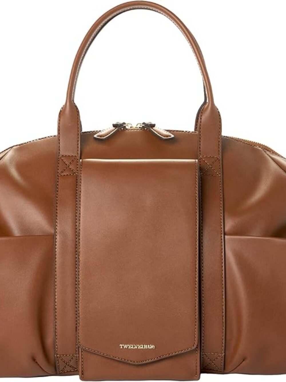 TWELVElittle Peek A Boo Vegan Leather Satchel Diaper Bag Brown Travel